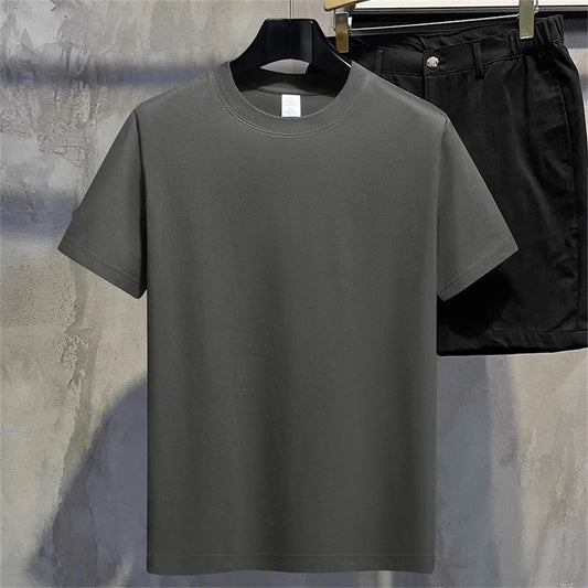 Camiseta Unissex de Verão em Algodão – Modelo Básico de Manga Curta e Gola Redonda